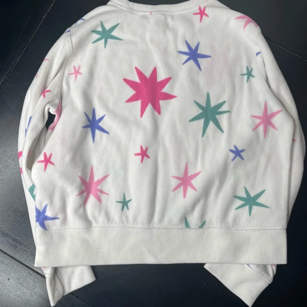 Old navy Kids Starry Pajama Set - White with Pink and Green Stars.